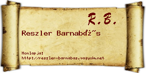 Reszler Barnabás névjegykártya